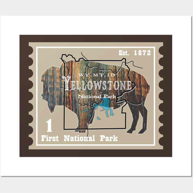 Yellowstone Stamp Wall Art by Northofthepines